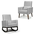 thumbnail image 1 of Patiojoy Set of 2 Dual-use Upholstered Rocking Chair with Wood Leg & Pillow Relax Sofa Chair Light Gray, 1 of 10