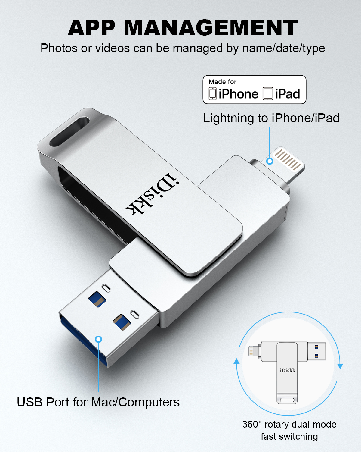 iDiskk MFi Certified 64GB Flash Drive for iPhone/iPad/Mac photo 5