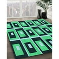 thumbnail image 3 of Ahgly Company Machine Washable Indoor Rectangle Transitional Deep Teal Green Area Rugs, 2' x 4', 3 of 7