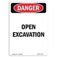 thumbnail image 1 of SignMission OS-DS-A-1218-V-2497 12 x 18 in. OSHA Danger Sign - Open Excavation, 1 of 1