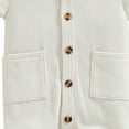 thumbnail image 5 of Busydd Baby Romper Fashion Ribbed Solid Color Short Sleeve Girls Rompers Casual Summer Lapel Button Pockets Boys Clothes 6-12 Months, 5 of 7