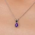 thumbnail image 3 of Gem Stone King 14K White Gold Purple Amethyst and Black Diamond Pendant Necklace for Women | 0.67 Cttw | Gemstone February Birthstone | Pear Shape 7X5MM | With 18 inch Chain, 3 of 6