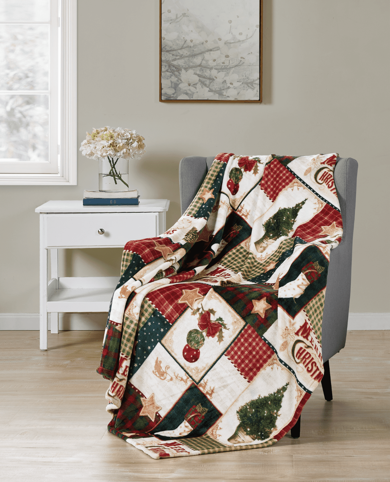 Ultra Plush Merry Christmas Country Winter Barn Fleece Throw Blanket Cover 