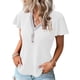 thumbnail image 4 of Tops elegantes con botones de empalme de gofres para mujer, camiseta de manga Feifei de estilo dulce, camisetas rectas informales para mujer 2023, 4 of 5