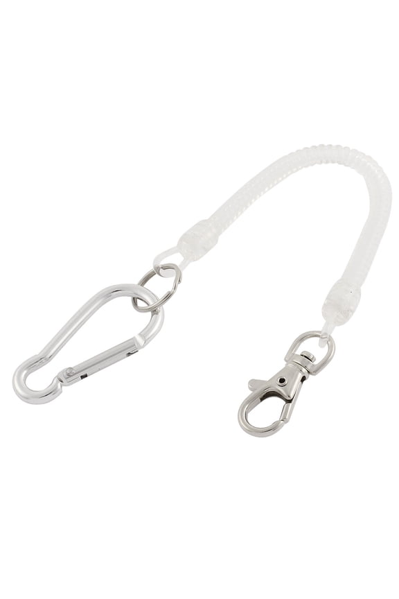 Retractable Spiral Spring Coil Keychain with Lobster Clasp Carabiner Hook