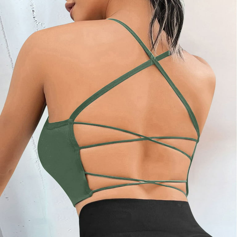 Seamless Bras for Women Women's Sports Bra Bandage Backless Removable  Padded Yoga Cropped Top, Green, 4 : : Clothing, Shoes & Accessories