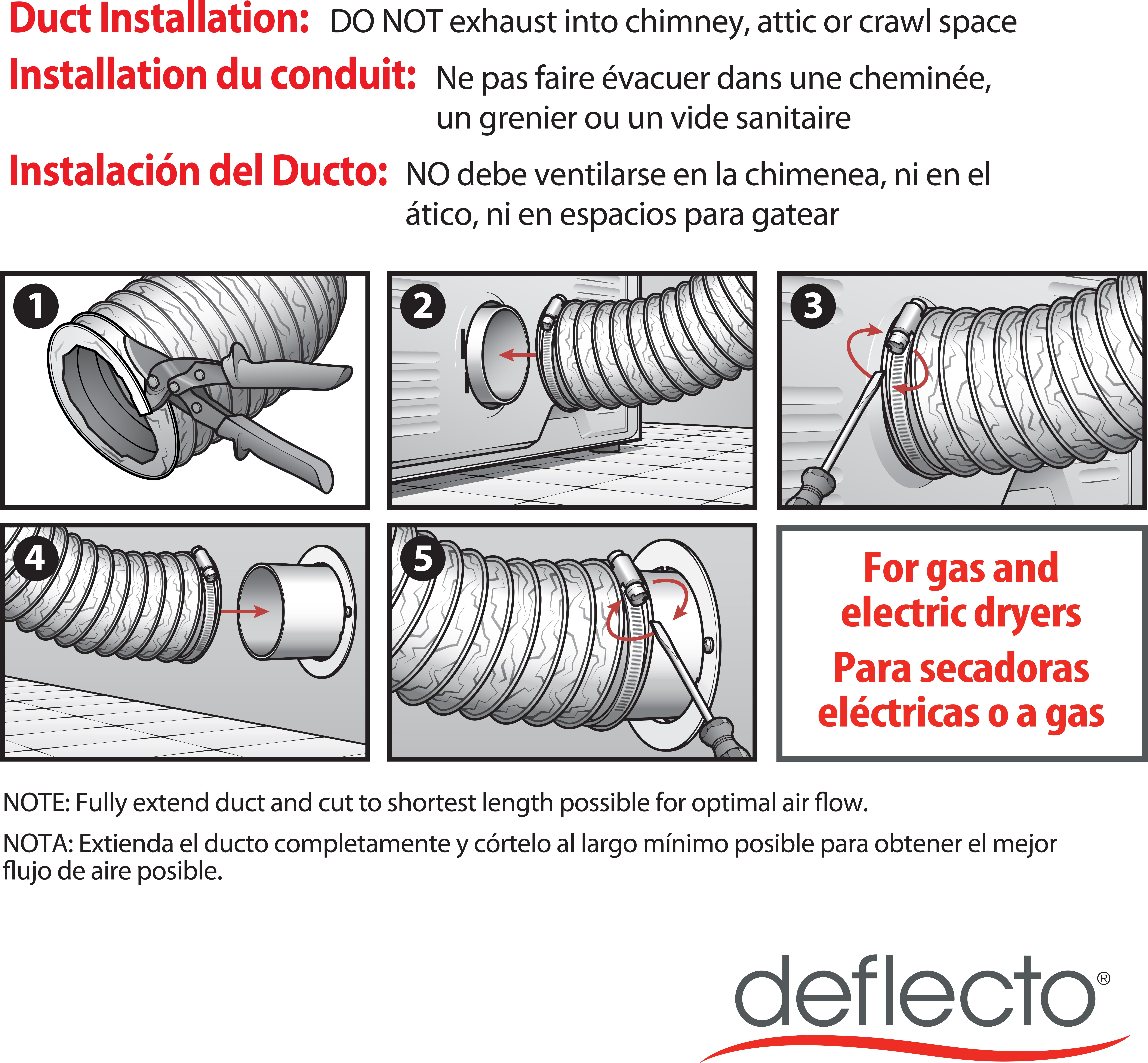 Deflecto Supurr-Flex Clothes Dryer Transition Duct - 4" x 8' F0408B/4