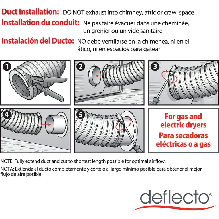 Deflecto Supurr-Flex Clothes Dryer Transition Duct - 4" x 8' F0408B/4