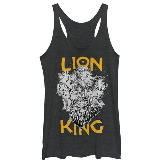 Women's Lion King Animal Kingdom Crew Racerback Tank Top Black Heather Small
