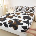 thumbnail image 3 of Manfei Vintage Cow Spot Fitted Sheet Full 3 Pieces,Abstract Animal Spot Bed Set,Brown White Black,1 Fitted Sheet and 2 Pillowcases, 3 of 6