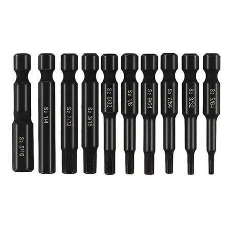 

10Pcs SAE Hex Head Wrench Drill Bit Set 1/4in Shank Magnetic Screwdriver Bit