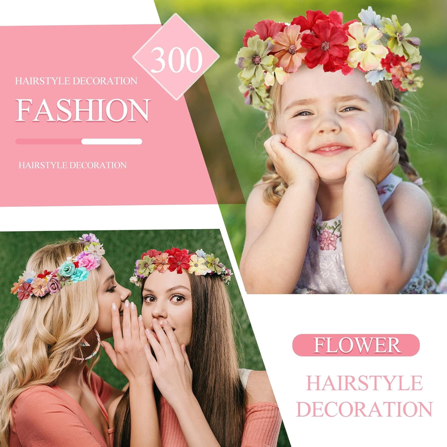 300 Pcs Faux Flower Heads Silk Artificial Plum Blossom Heads DIY Fake Mini Flowers Assorted Silk Decorative Flowers Daisy Roses Craft Supplies for Wedding Party Wreath Cake Vase Decoration (Elegant)