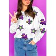 thumbnail image 2 of Women's White Sequin Mardi Gras Graphic Crewneck Sweatshirt - Fun & Casual Style - [ZhiHiMeRi] | (US 20-22)2XL, 2 of 6