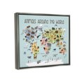 thumbnail image 3 of Stupell Animals Around The World Map Animals & Insects Painting Gray Floater Framed Art Print Wall Art, 3 of 6
