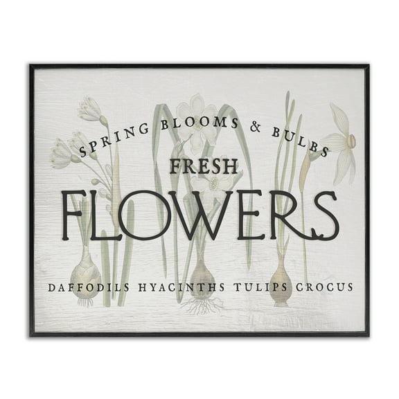 Stupell Industries Fresh Flowers Market Typography Painting Black Framed Art Print Wall Art, 14 x 11
