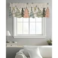thumbnail image 5 of Christmas Tree Valance Curtains for Kitchen/Living Room/Bathroom/Bedroom Window, Rustic Pink Green Blue Xmas Tree Snowflake Rod Pocket Small Topper Half Short Window Curtains Sheer Scarf 60"x18", 5 of 8