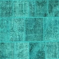thumbnail image 1 of Ahgly Company Machine Washable Indoor Square Patchwork Turquoise Blue Transitional Area Rugs, 8' Square, 1 of 4