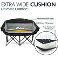 thumbnail image 3 of Double Camping Chair Loveseat - 2 Person Oversized Camping Couch for Adults Padded Heavy Duty Outdoor Lawn Beach Portable Folding Chairs with Cup Holders and Carry Bag Support 600lbs, Black/Grey, 3 of 6