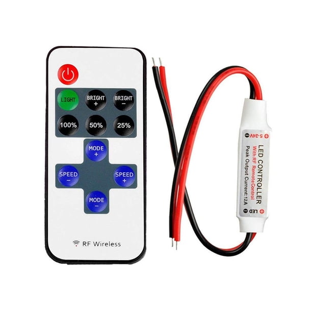 Billuyoard Mini controlador con conector DC 5-24V LED atenuador inalámbrico Control remoto equipo de iluminación accesorios tira de luces ajustable Iluminación novedosa Billuyoard HA074668-00B