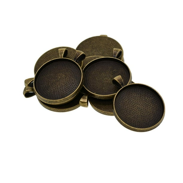 10 piezas de engaste para colgantes de collar: base cabujón, bandeja y bisel. Bronce