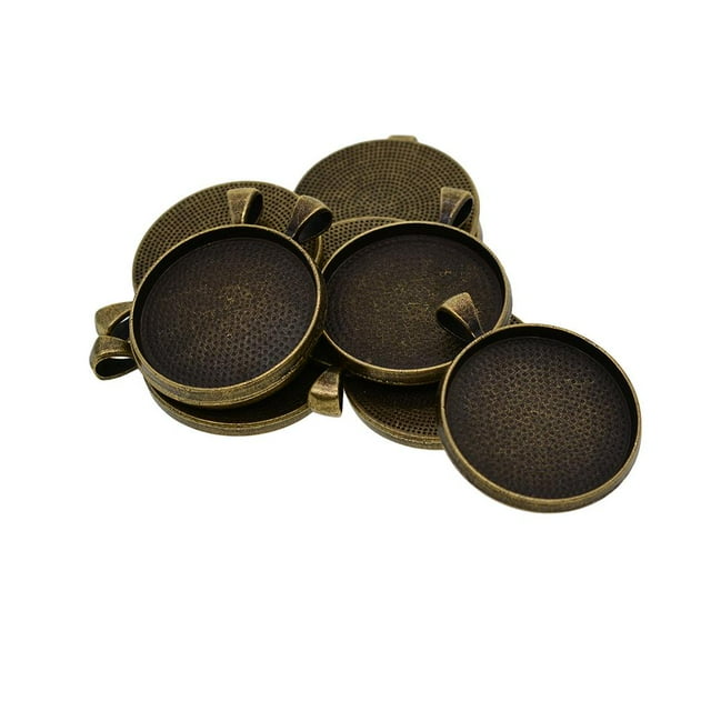 yuksok 10 Round Pendant Blank Cabochon Base Setting Trays DIY Jewelry Making Bronze