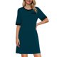 thumbnail image 3 of TaTaai Women's Solid Short Sleeve Round Neck Pajamas, Pocket Design, Soft Lightweight Fabric, Casual Daily Home Loungewear Gift, 3 of 7