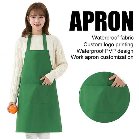 

LNGOOR Chef Apron Kitchen Pocket Waterproof oil-proof Catering Cooking Apple green