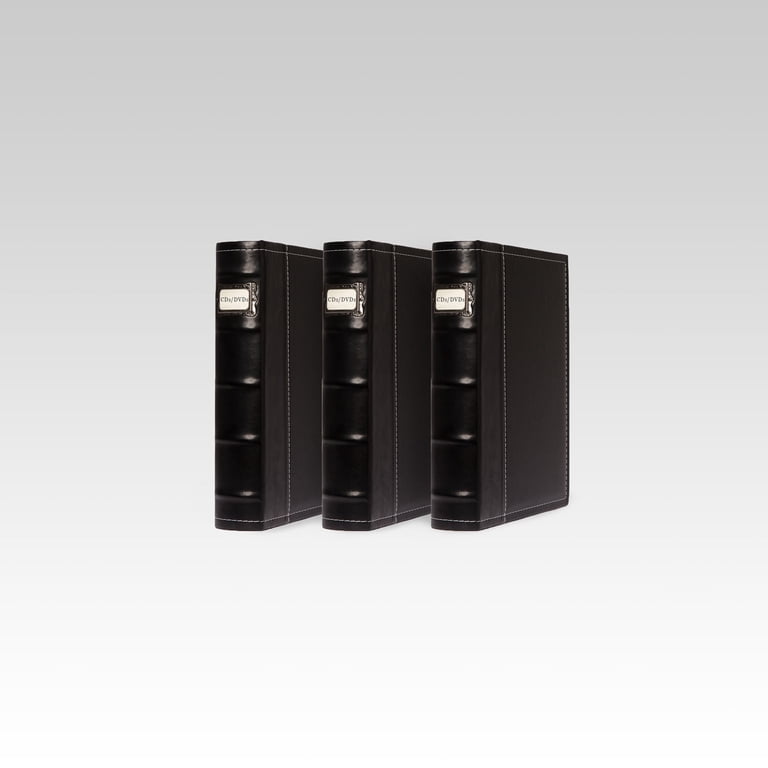 Bellagio-Italia CD/DVD Black Leather Storage Binder, 144-Disc