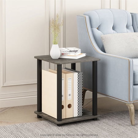 Furinno Engineered Wood SIMPLISTIC End Table in French Oak Gray/Black (Set of 2)