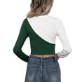 thumbnail image 3 of Defitshape Women's Long Sleeve T Shirt Fitted Crop Top Summer Casual Crop Lightweight Cut Out Soft Stretch Shirt Dark Green Large, 3 of 4