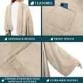 thumbnail image 3 of PAVILIA Wearable Blanket with Sleeves for Adult Women Men, Cozy Fleece Warm Wrap Throw Blanket with Arms, Pocket, Gifts for Christmas, Wife, Taupe, 3 of 9
