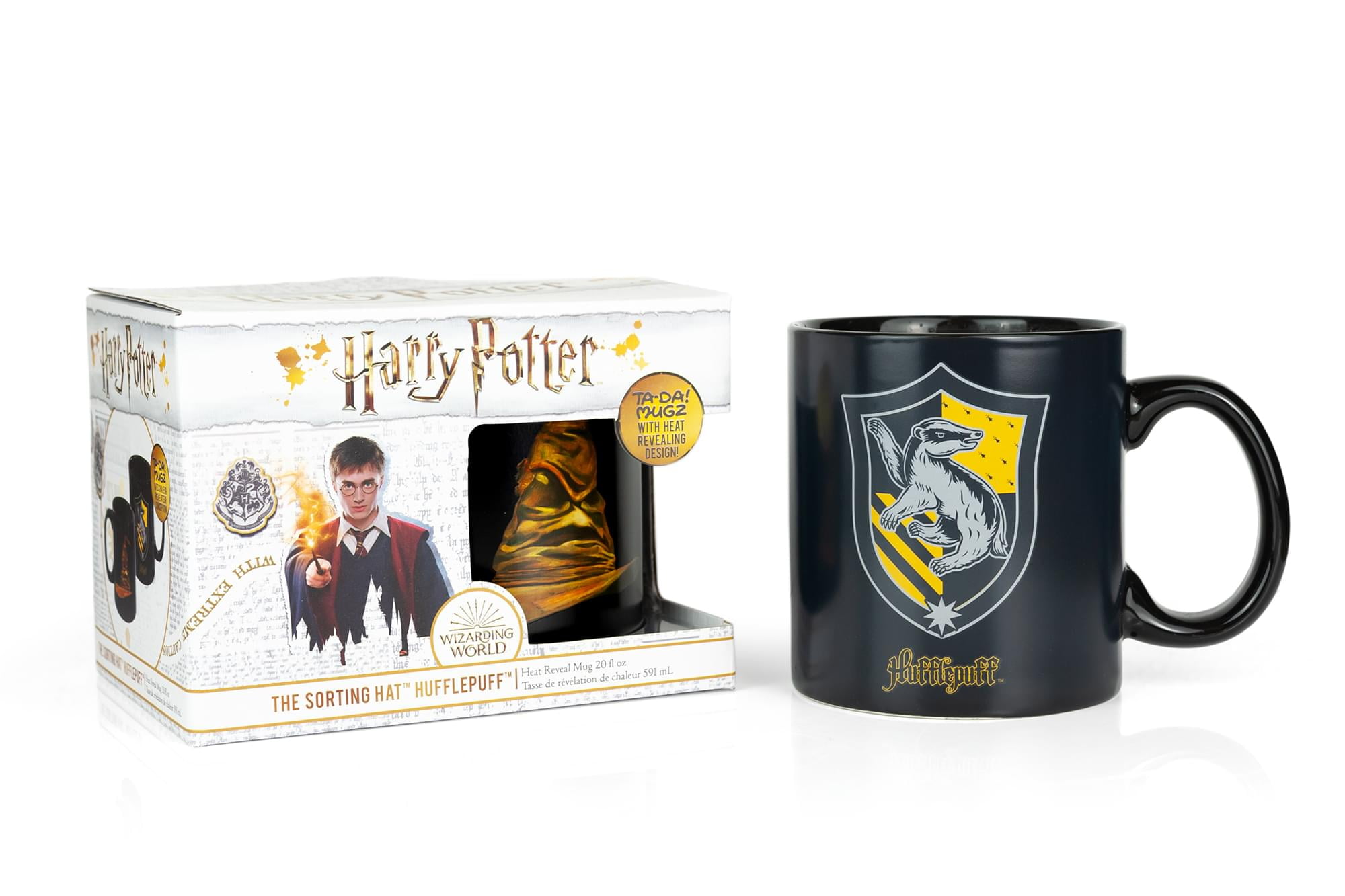 OFFICIAL HARRY POTTER HUFFLEPUFF CREST CAULDRON MUG COFFEE CUP NEW IN GIFT BOX 