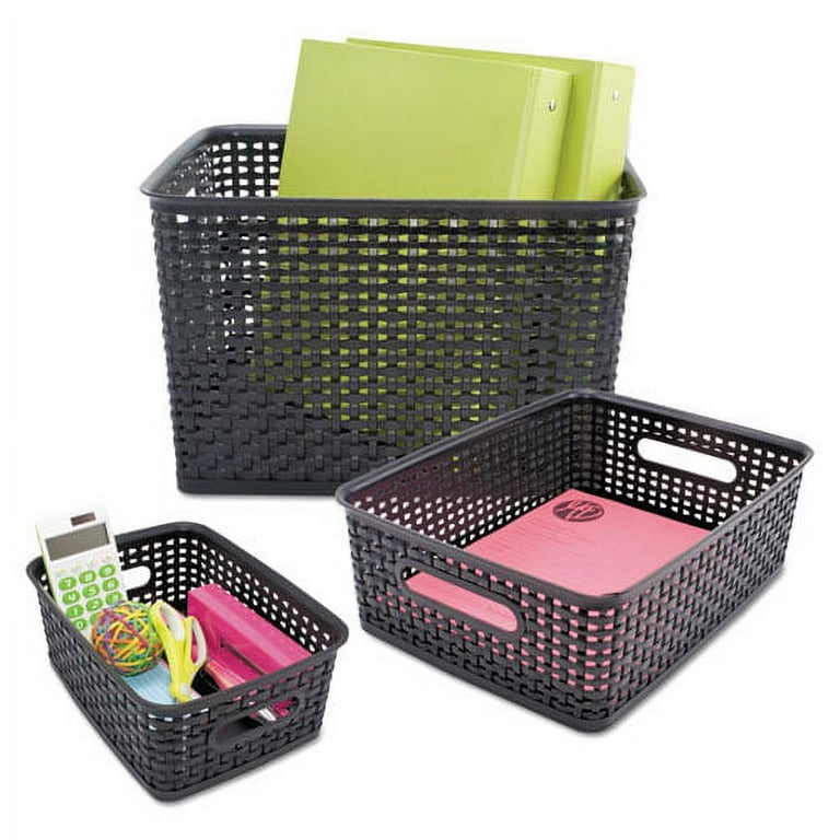 Weave Bins, 13.88 x 10.5 x 8.75, Black, 2/Pack Weave Bins, 13.88 x 10.5 x 8.75, Black, 2/Pack