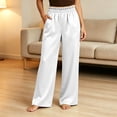 thumbnail image 5 of Stamzod Wide Leg Pajama Pants Women Plus Size Fashion Satin Comfy Pants Ruffle High Waisted Casual Lounge Pants with Pockets XXXL, 5 of 9