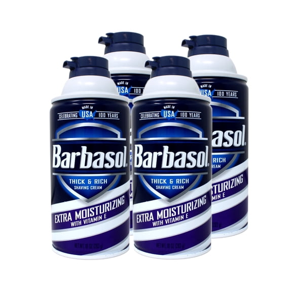 Barbasol Shaving Cream, Thick & Rich, Extra Moisturizing with Vitamin E, 10 Ounce - 4 Pack