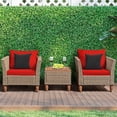 thumbnail image 1 of Patiojoy Ensemble de Canapé d'Extérieur en Rotin 3 Pcs Ensemble de Mobilier de Conversation en Osier avec Coussins Rouges, 1 of 9