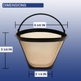 thumbnail image 3 of HAHDAXIA GOLDTONE 8-12 Cup Reusable #4 Cone Style Filter, Replacement for CUISINART Coffee Makers and Machines, BPA Free, Replaces Paper Filters (1 Pack), 3 of 5