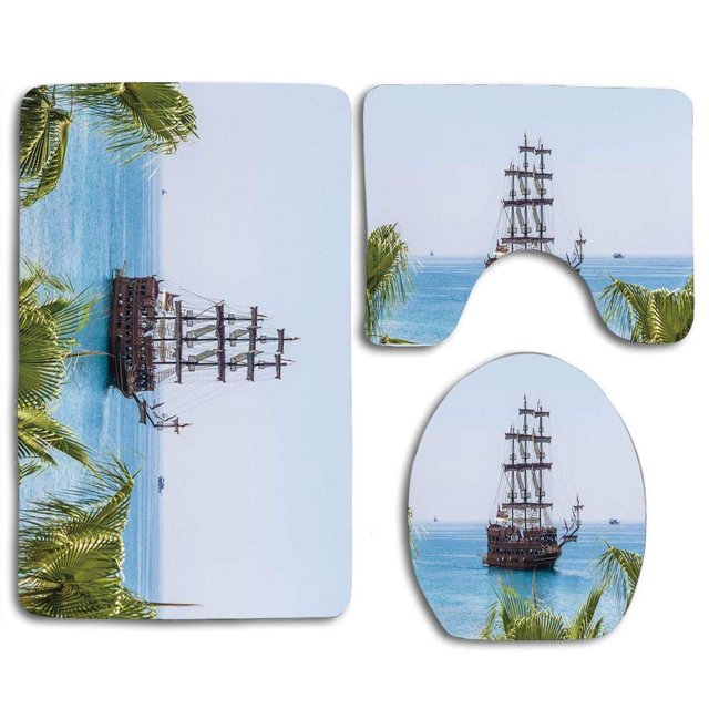 Juego de alfombras de baño ABPHQTO 3 piezas palmeras día soleado de verano 18x30 pulgadas