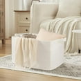 thumbnail image 4 of 95L Extra Large Blanket Basket, 24" x 16.9" x 14.2" Woven Storage Basket for Living Room, Rectangle Nursery Blanket Storage for Toys, Towels, Dirty Clothes (White), 4 of 15