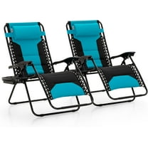 YEXJ Oversized XXL Padded Zero Gravity Chair, Lawn Outdoor Lounge Chairs Set of 2, Foldable Recliners 28" Wide Seat Anti-Gravity for Patio Camping Poolside Yard, Support 400lbs-2-Aqua - Oversize