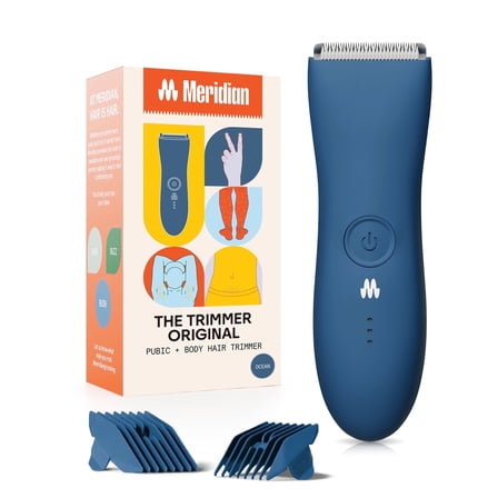Meridian Trimmer Original Pubic & Body Hair Electric Shaver for Men & Women, Ocean