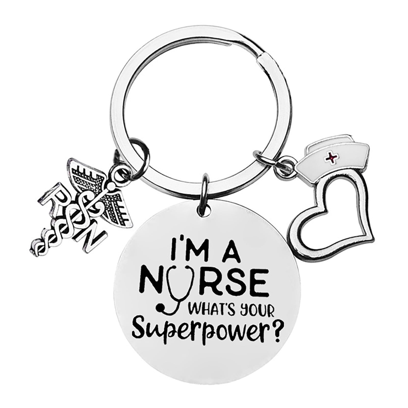 Less Than 5 Desktop Ornament Creative Fashion Silver Nurse's Day Gift Lettering Keychain Nurse Hat Gift