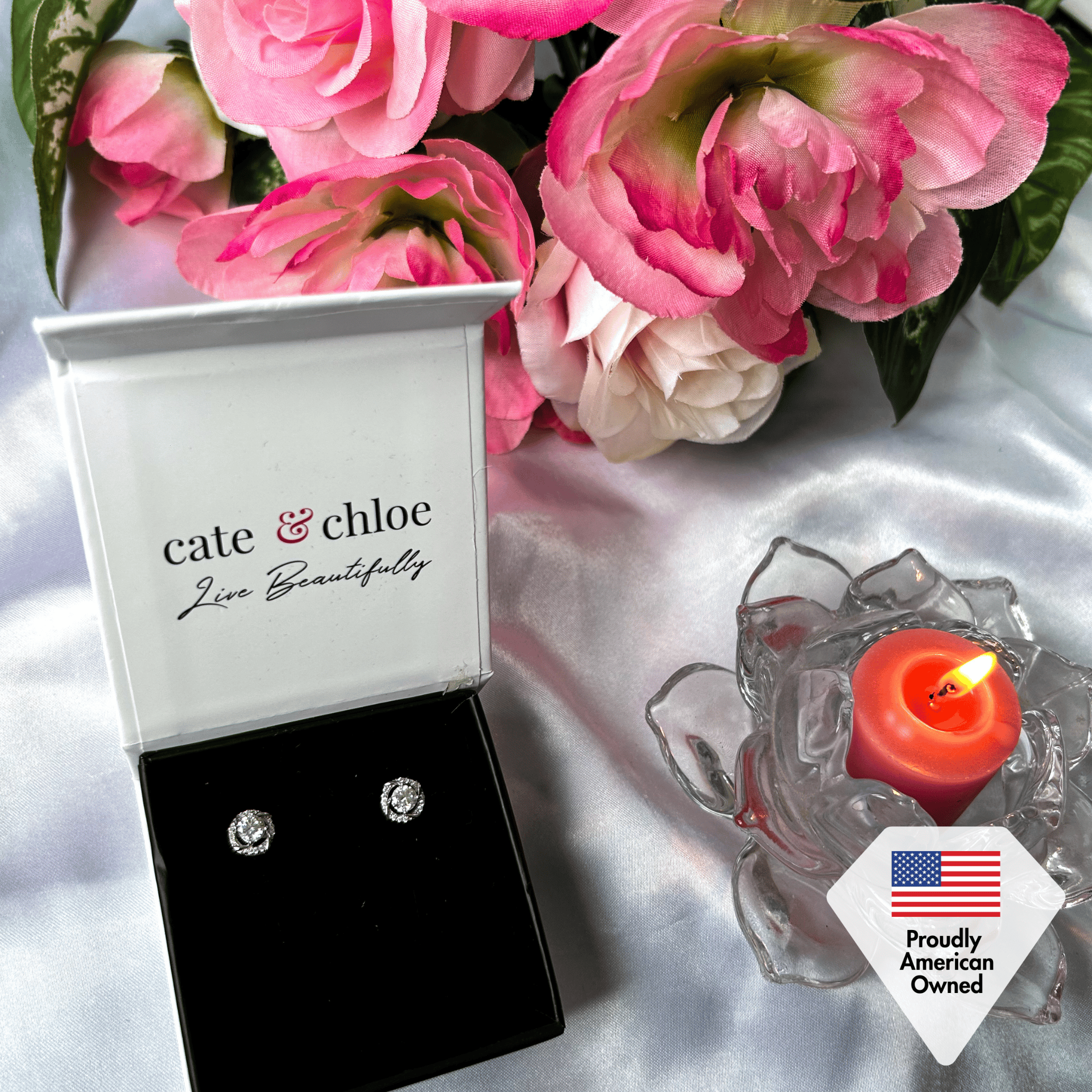 Moissanite by Cate & Chloe Jemma 925 Sterling Silver Stud Earrings 1.0TCW for Women, Gift for Her