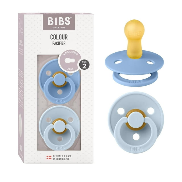 Chupetes BIBS Latex Caucho Natural Sky Blue Baby Blue 6-18 Meses 2 Piezas