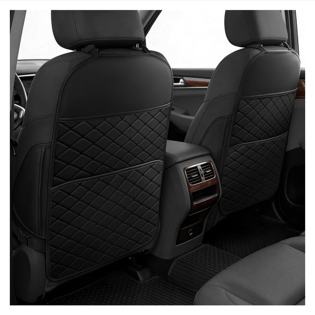 Protectores de respaldo de asiento de coche SMOQIO impermeables, 2 unidades, negros