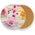 thumbnail image 5 of GZHJMY Printed Round Marble with Elegant Flowers Ceramic Coasters with Cork-Backed for Coffee Drink Cup Mat Absorbent Stone Coaster, 1 Pack, 5 of 5
