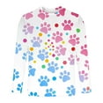thumbnail image 3 of FRSASU Men's Dog Paw Pattern Tops Cute Printed Shirts Casual Loose Round Neck Tops Tees Long Sleeves Pink-A1, 3 of 4