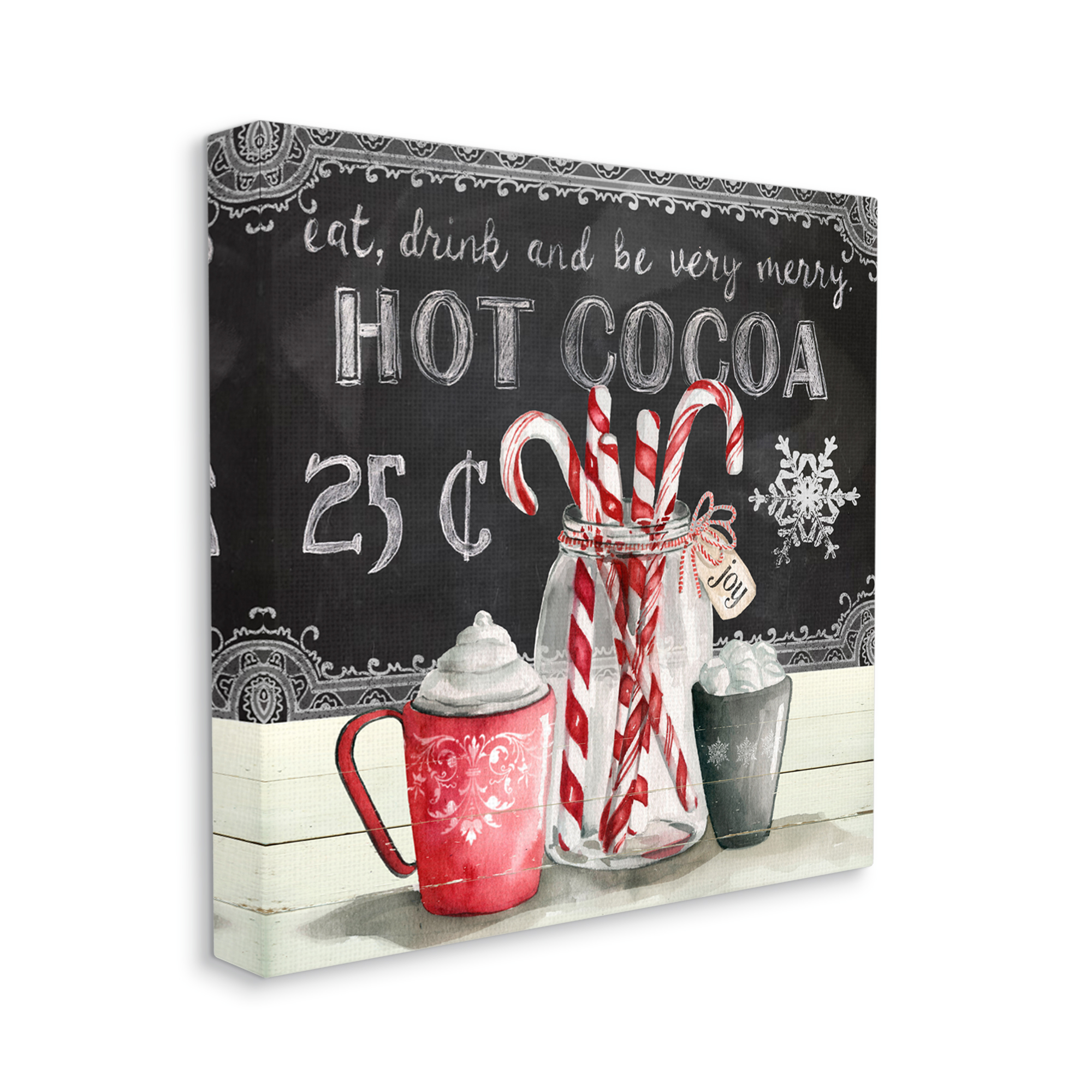 Stupell Industries Cocoa & Candy Canes Holiday Painting Gallery Wrapped Canvas Print Wall Art, 24 x 24