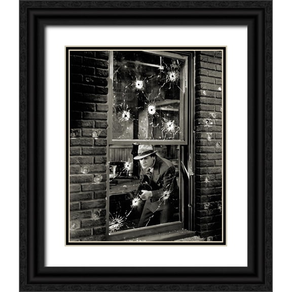 Vintage Hollywood Archive 12x14 Black Ornate Wood Framed with Double Matting Museum Art Print Titled - Paul Muni in Scarface, 1932