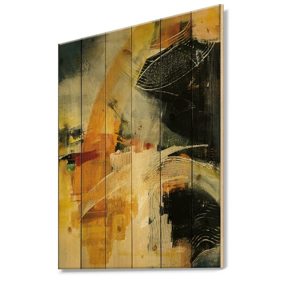 Designart 'End of the Orange Fractal Rainbow II' Modern & Contemporary Print on Natural Pine Wood